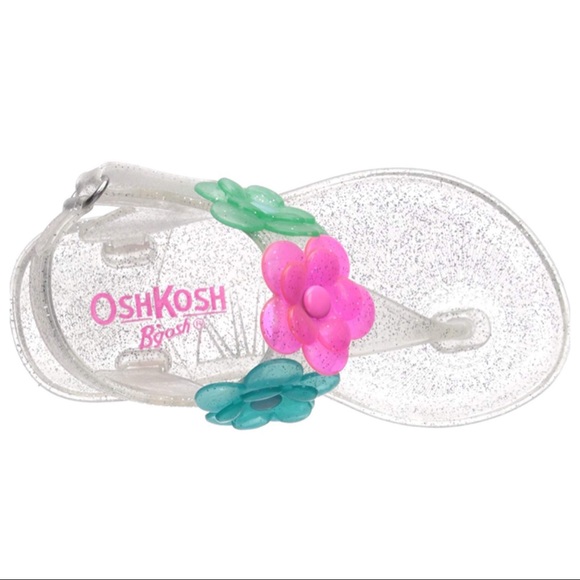 NWT OshKosh Girls Floral Jelly T-Strap Sandal - Picture 6 of 7